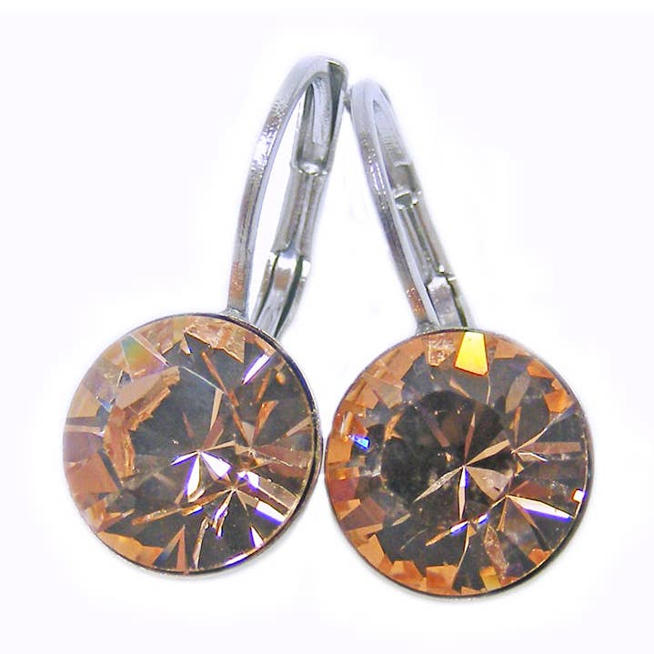 8 mm lichte perzik kristallen oorbellen voor wholesale door Janusch