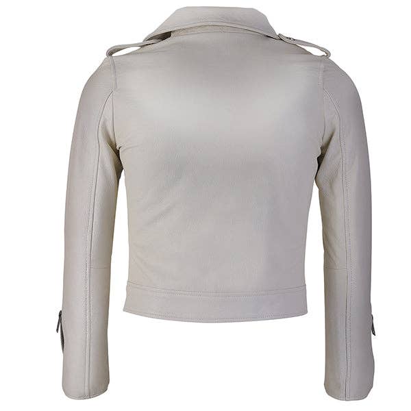Slade Leather - Wholesale Leather Jacket - Women's - Fiona Off White Women's Club Wear Cowhide Leather Jacket2