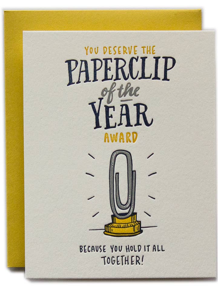 Paperclip Of The Year Card for wholesale by Ladyfingers Letterpress