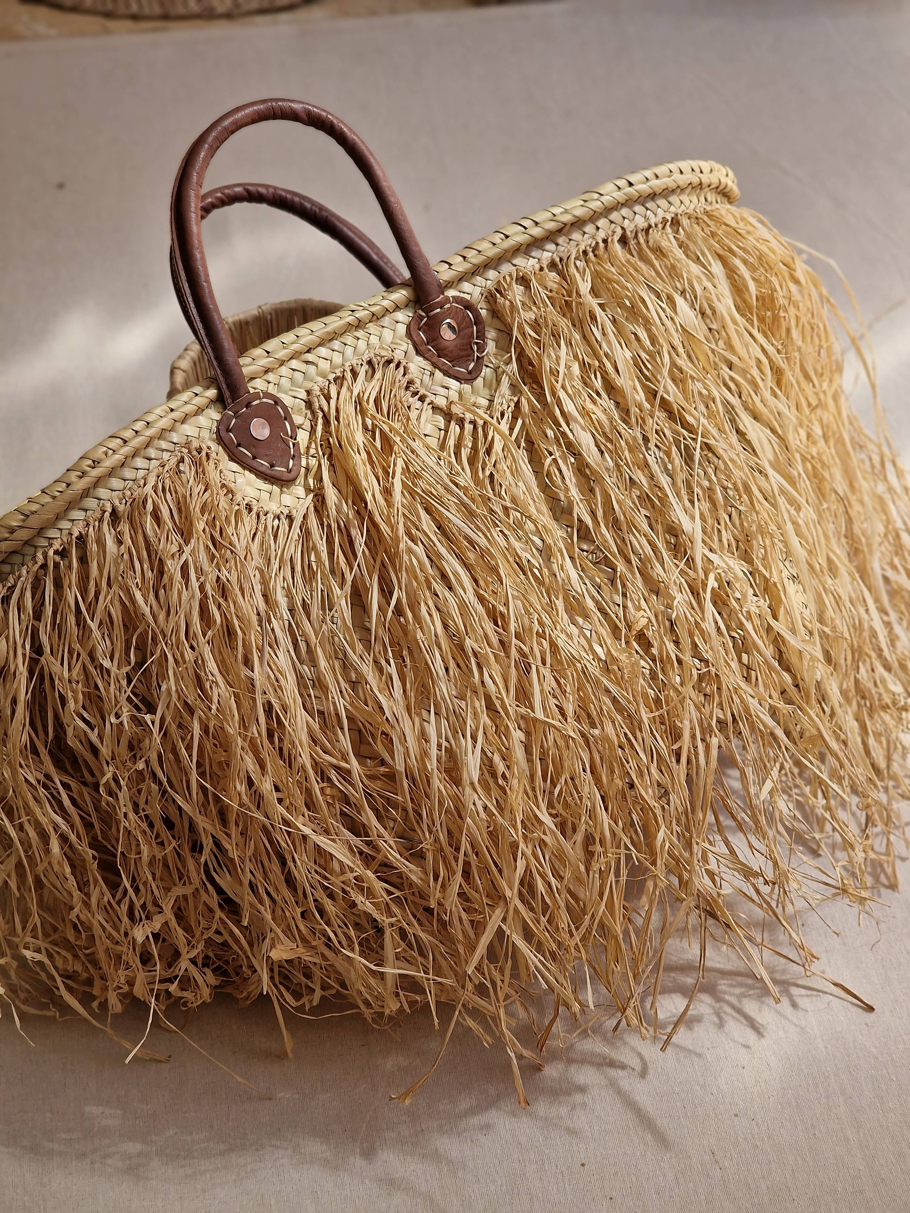 martitec - Vendita all'ingrosso Borsa da spiaggia - Borsa in paglia fatta a mano con frange in rafia6