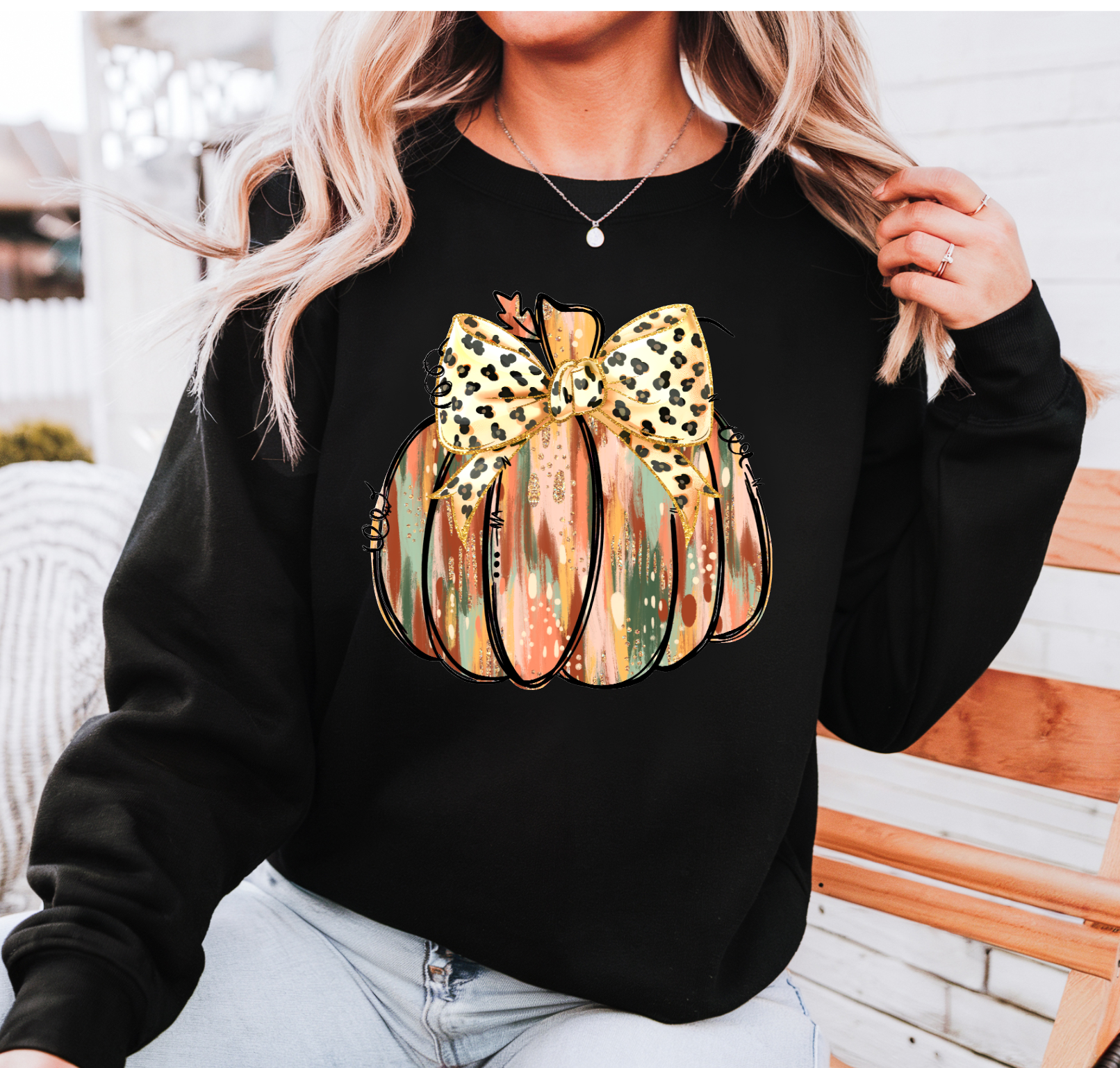 It's So Me - Wholesale Graphic Sweatshirt - Women's - GOLD GLITTER PUMPKIN CREWNECK TEE/SWEATSHIRT  4