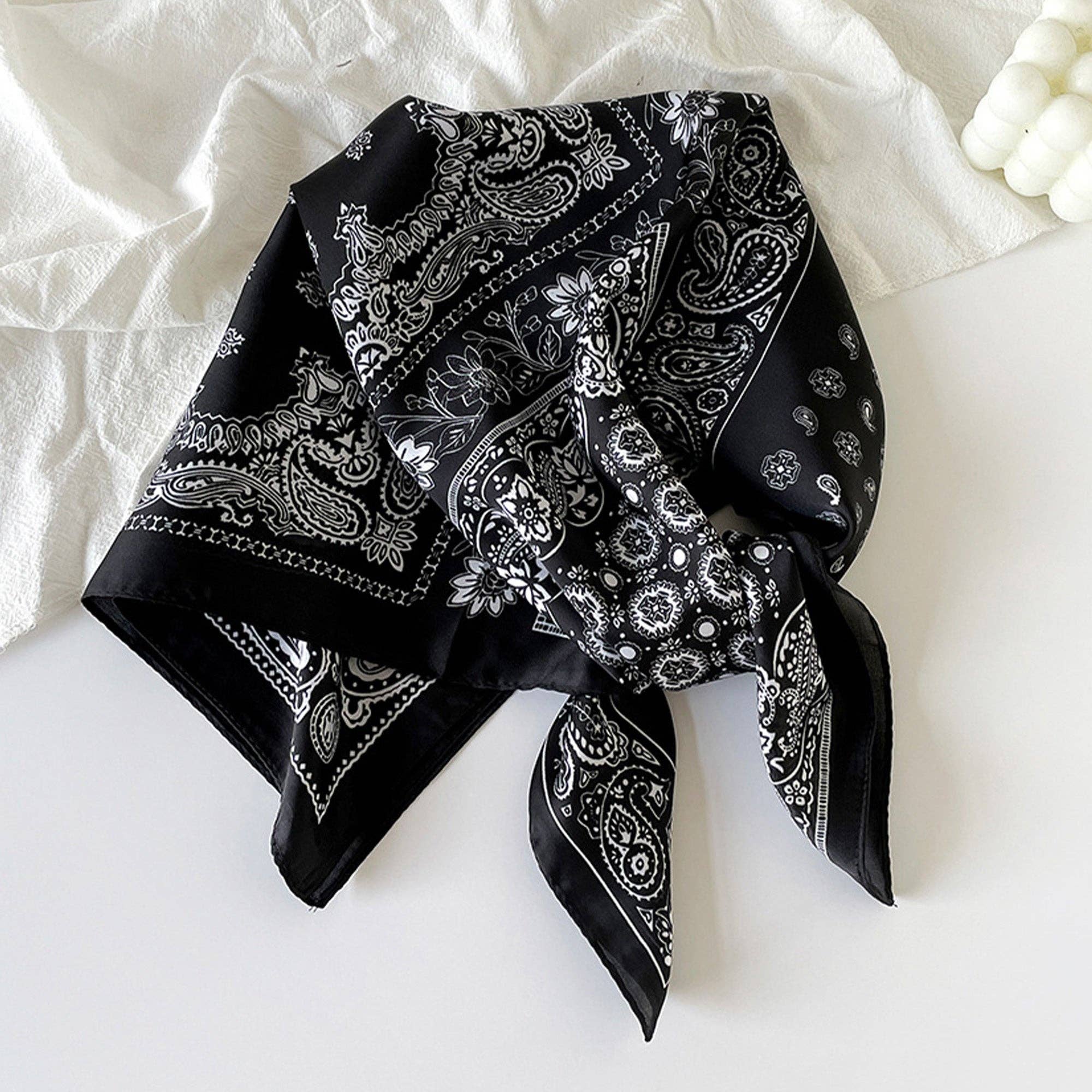AK Brand - Wholesale Scarf - Women's - Satin Scarf Premium Cashew Print Square Print Neck Head Bag6