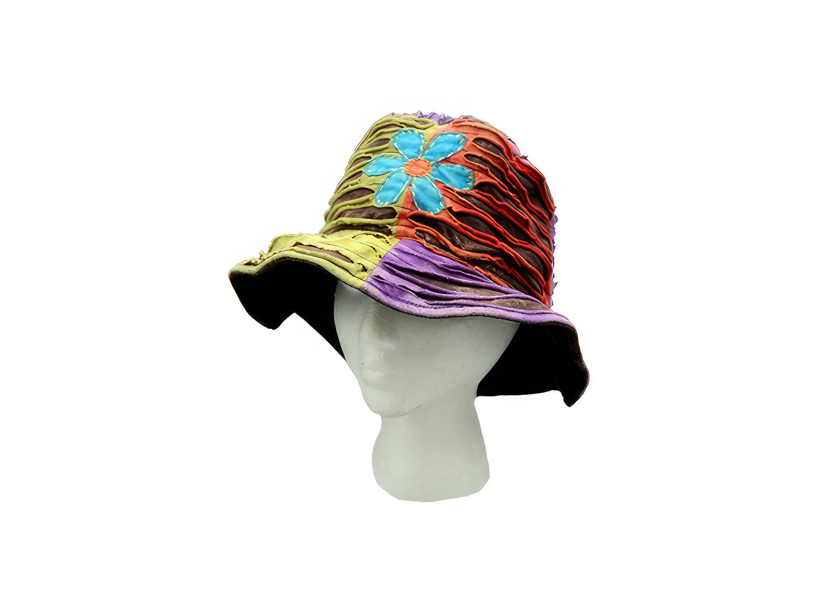 Gypsy Rose - Wholesale Bucket Hat - Unisex - Cotton Strippy Bucket Hat with sunflower embroidery