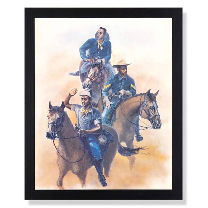 Buffalo Soldier African American Calvary Scouts Black Framed Wall Art Print for wholesale by Unlimited Potential LLC