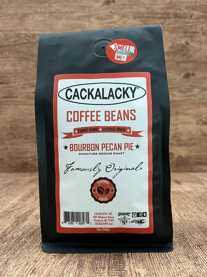 Cackalacky® Bourbon Pecan Pie Coffee Beans (12oz case of 6) for wholesale by Cackalacky®