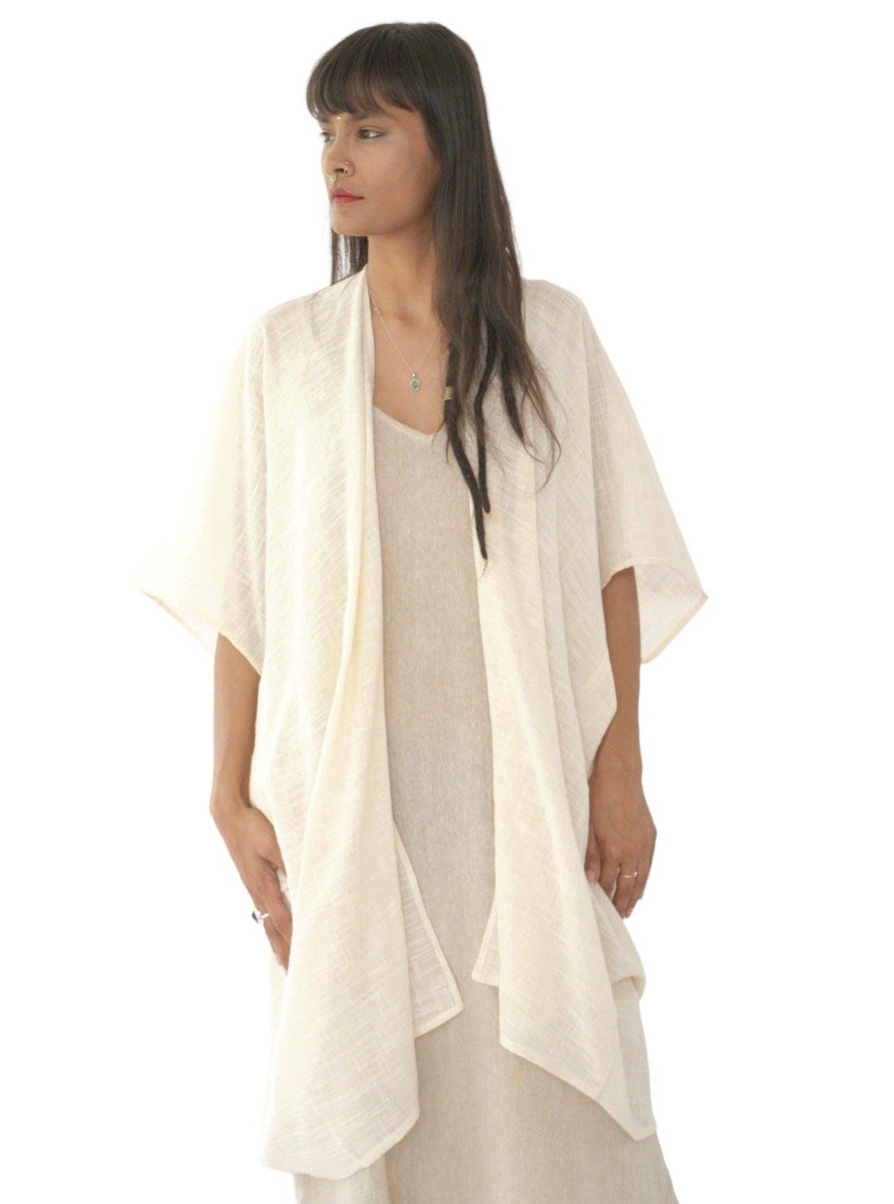Sacred Ceremony - Wholesale Kimono - Women's - Cream Organic Cotton Shrug1