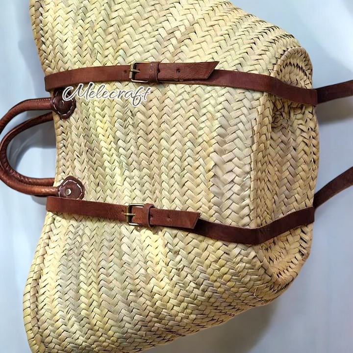 Melecraft - Wholesale Basket - Handmade Moroccan Backpack with Adjustable Leather Straps2