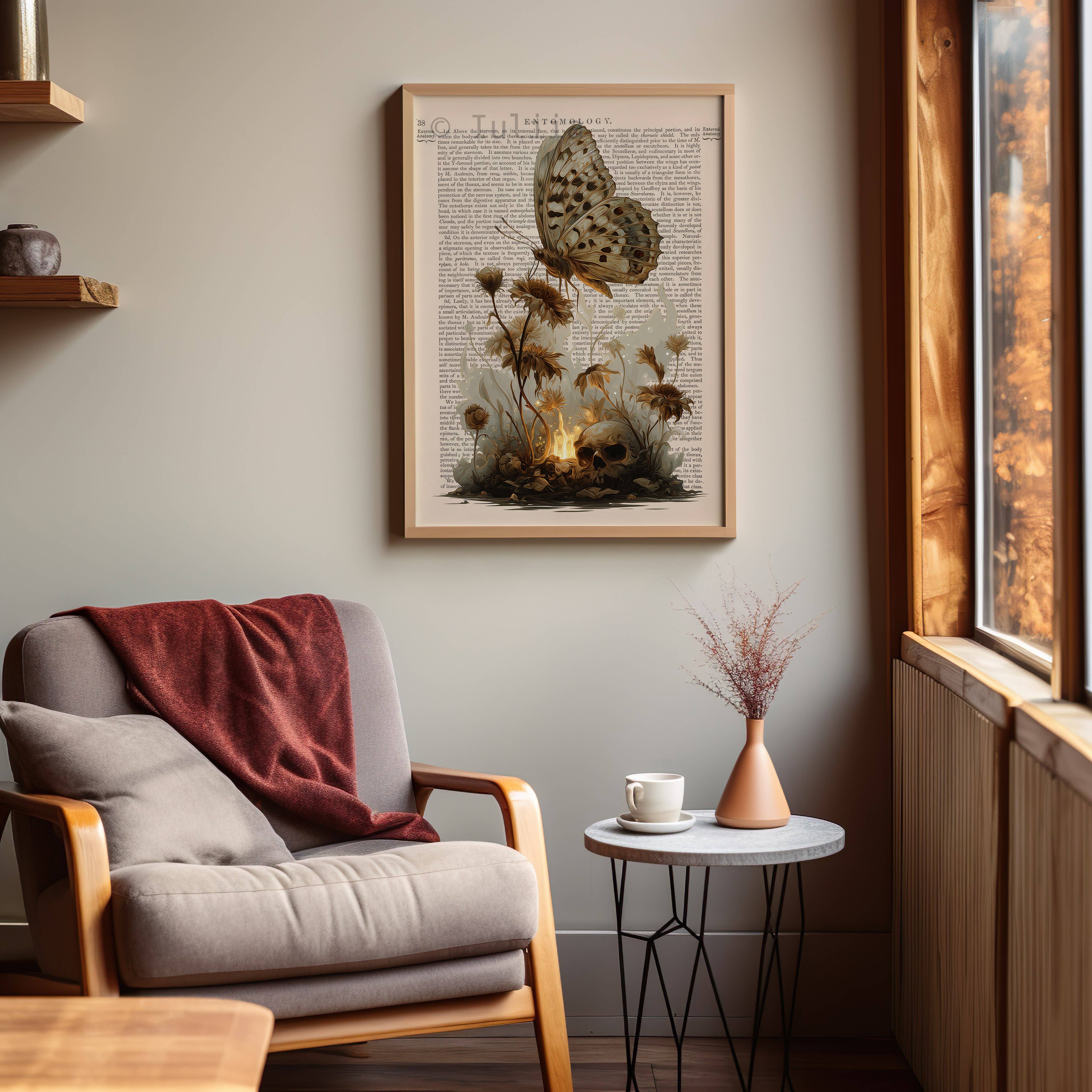 IuliiaArtPrints - Wholesale Art Print - Gothic Botanical Skull Print – Vintage Entomology Wall Decor4