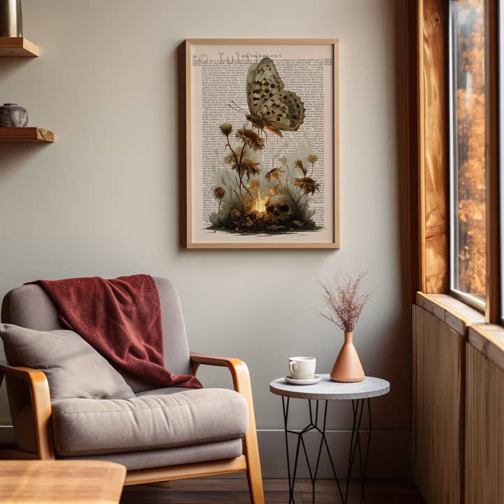 IuliiaArtPrints - Wholesale Art Print - Gothic Botanical Skull Print – Vintage Entomology Wall Decor4