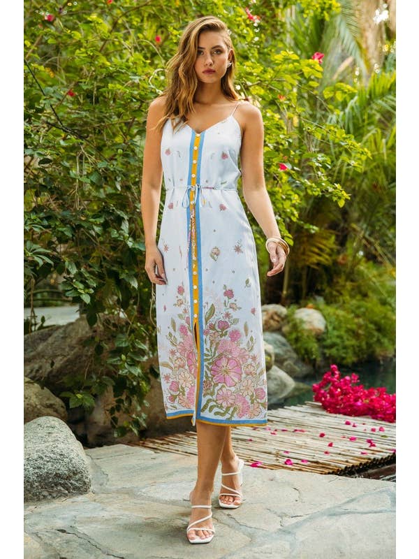 SKIES ARE BLUE - Wholesale Dress - Women's - Sleeveless Border Print Maxi Dress9