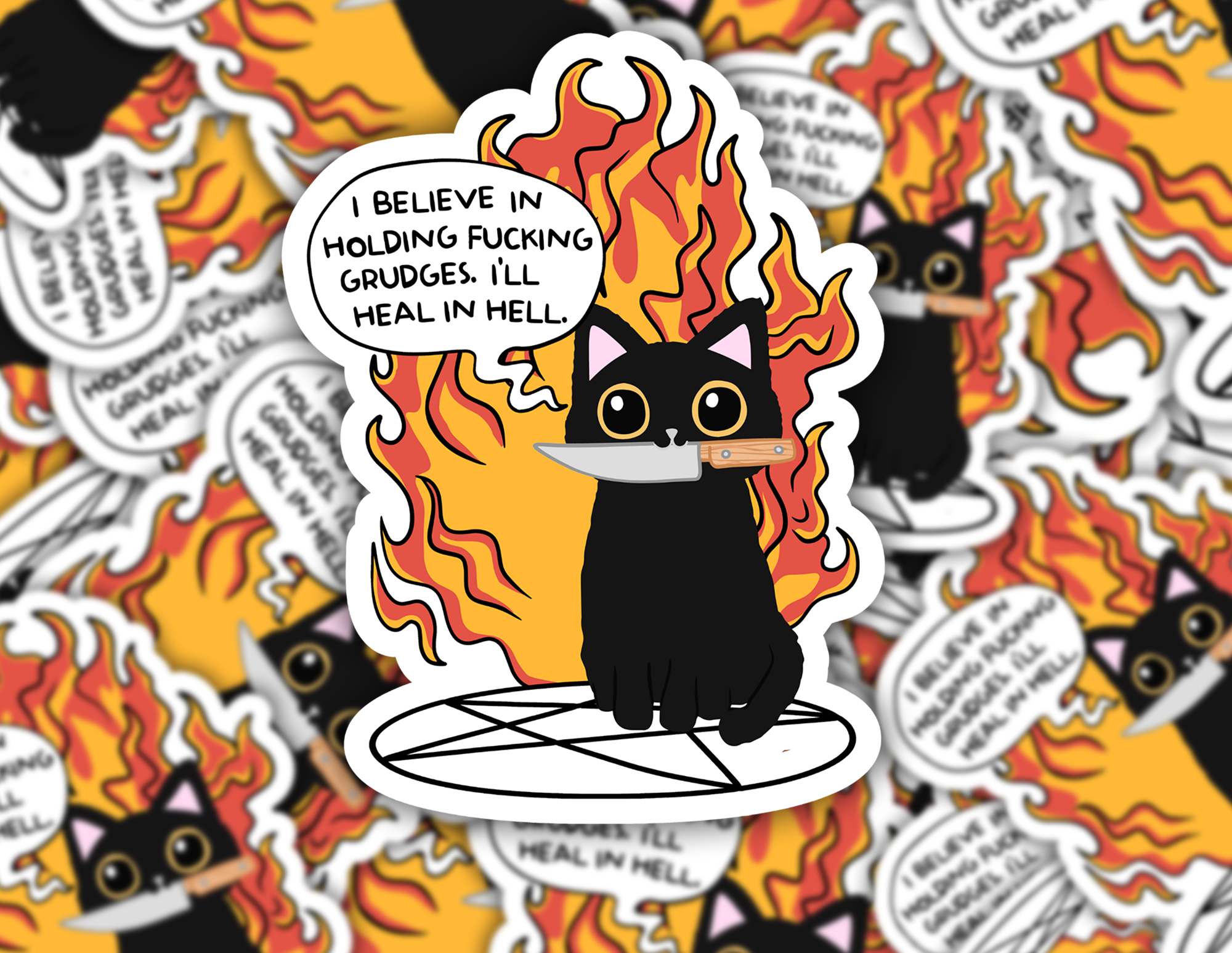 Grumpy Greetings Co. - Wholesale Sticker - I Believe In Holding Fucking Grudges, I'll Heal In Hell Sticker0