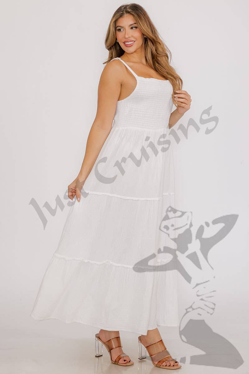 JUST CRUISING - India Casual Designs - Vendita all'ingrosso Vestito - Donna - Abito lungo in doppia garza di cotone con gonna a balze.6