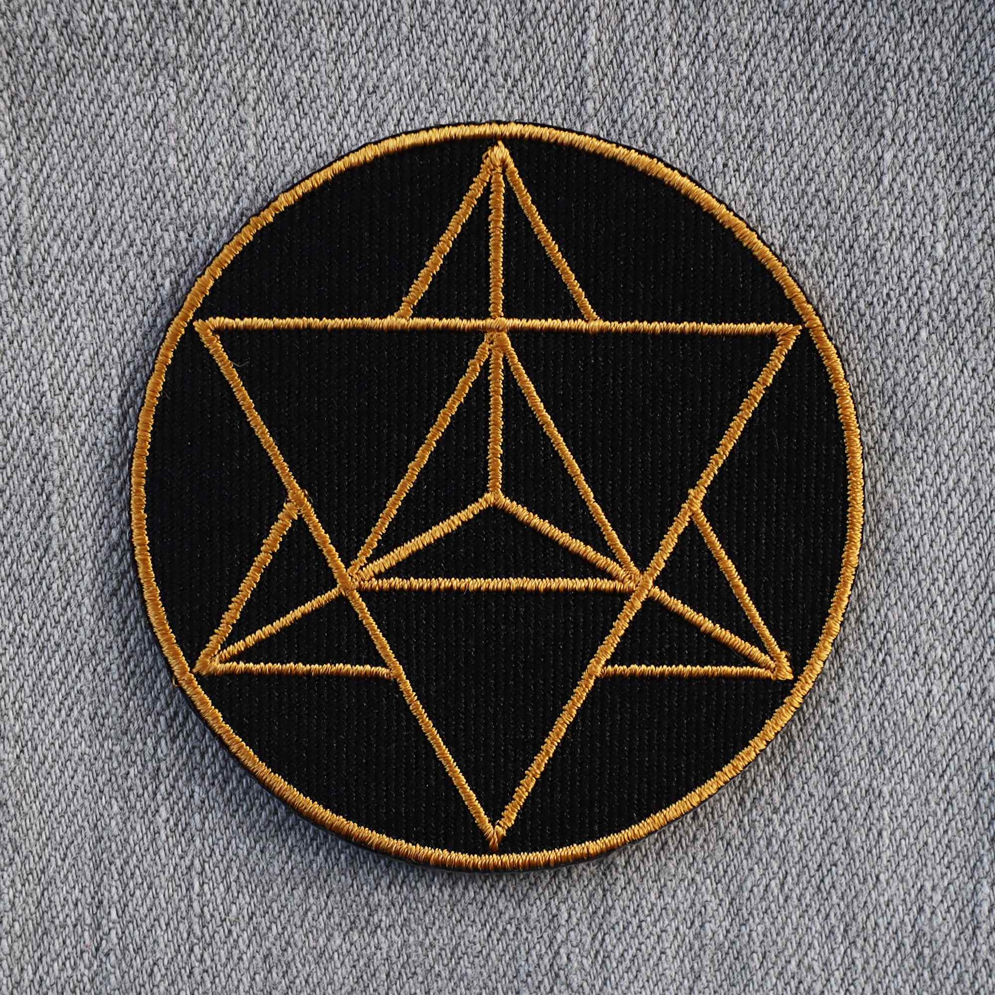 Tribal Trade GmbH - Wholesale Patch - Merkaba Sacred Geometry Star Tetrahedron Gold Patch7