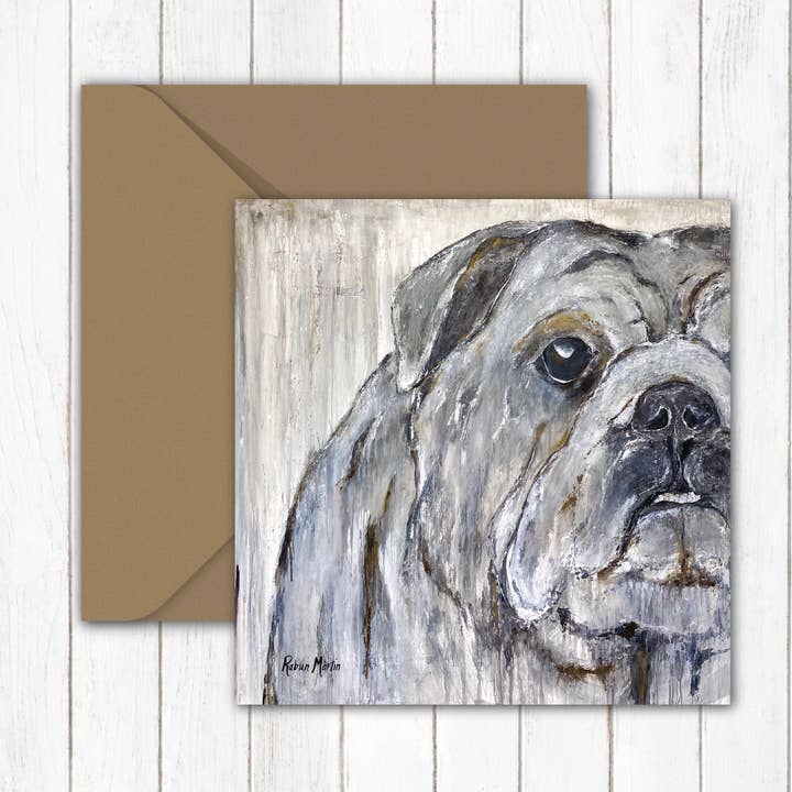 Carte de notes | « Bulldog One » | Œuvre originale, Bulldog pour la vente par Lulu and Tully