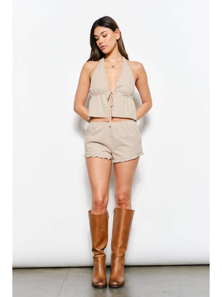 Pretty Garbage - Wholesale Shorts - Women's - GINGHAM FRILL MICRO SHORTS