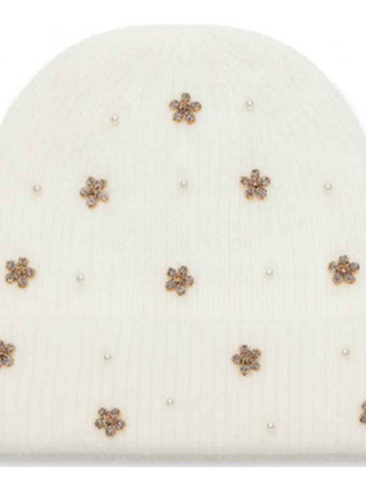 Rhinestone Metal Flower Beanie AHT-91600 for wholesale by anbfashion