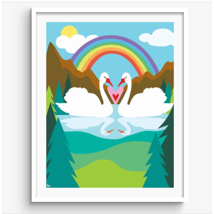 Love Swans Art Print voor wholesale door Two Peeps Designs