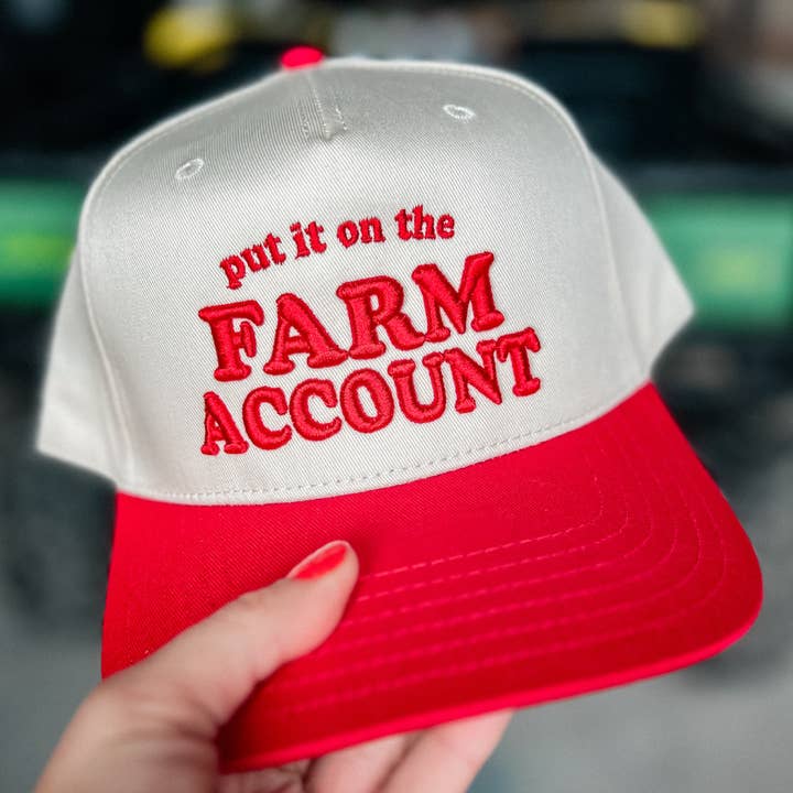 PREORDER Put It On The Farm Account Trucker Hat in Red/Natural and other Purchase Wholesale barn raisins. Free Returns & Net 60 Terms on Faire trending on Faire.