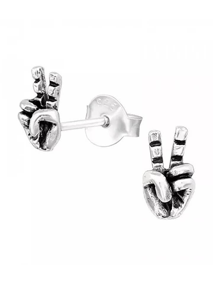 Sterling Silver V Sign Stud Earrings - SS for wholesale by Zoey Simmons