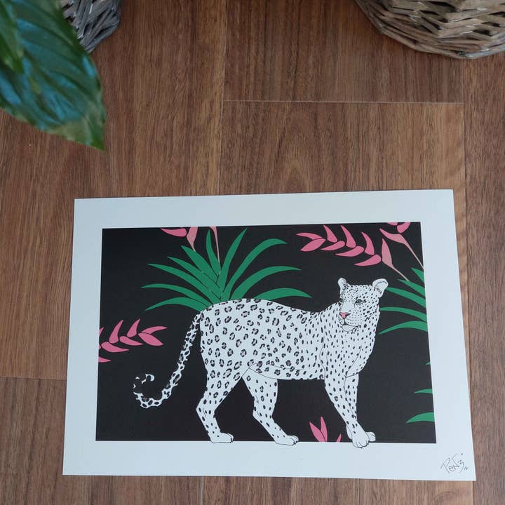 Penny Royal Design - Wholesale Art print - Jaguar and Pink Heliconia Art Print4