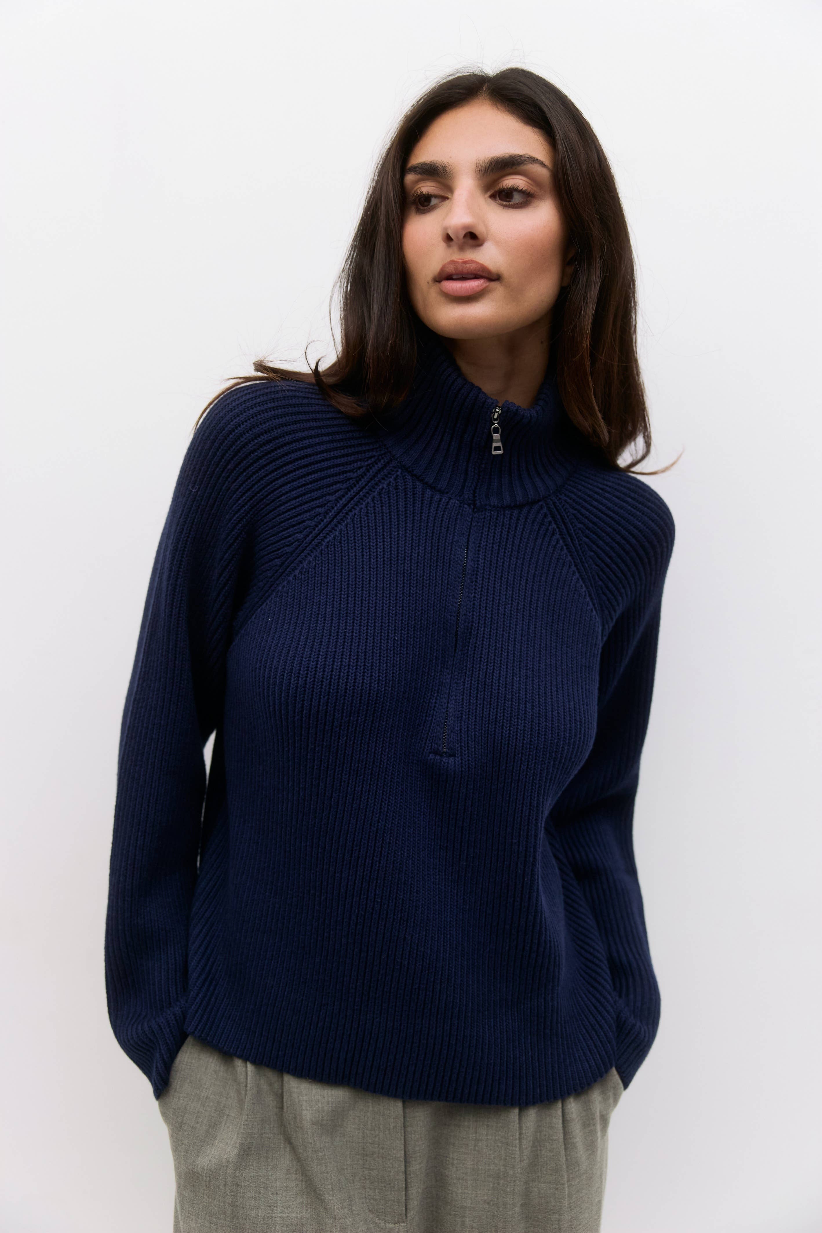 MOD REF - Wholesale Knit Sweater - Women's - The Jules Sweater | Half-Zip Chunky Sweater15