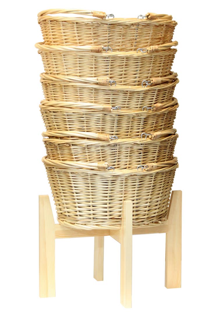 Candi Gifts – wholesale Food gift basket – Wicker Shopping Baskets x6 and Display Stand - NATURAL