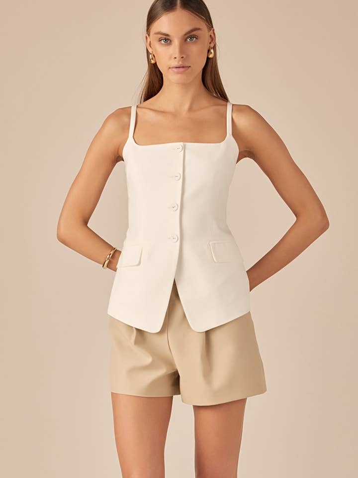 Chaleco sin mangas de lino para venta al por mayor de English Factory