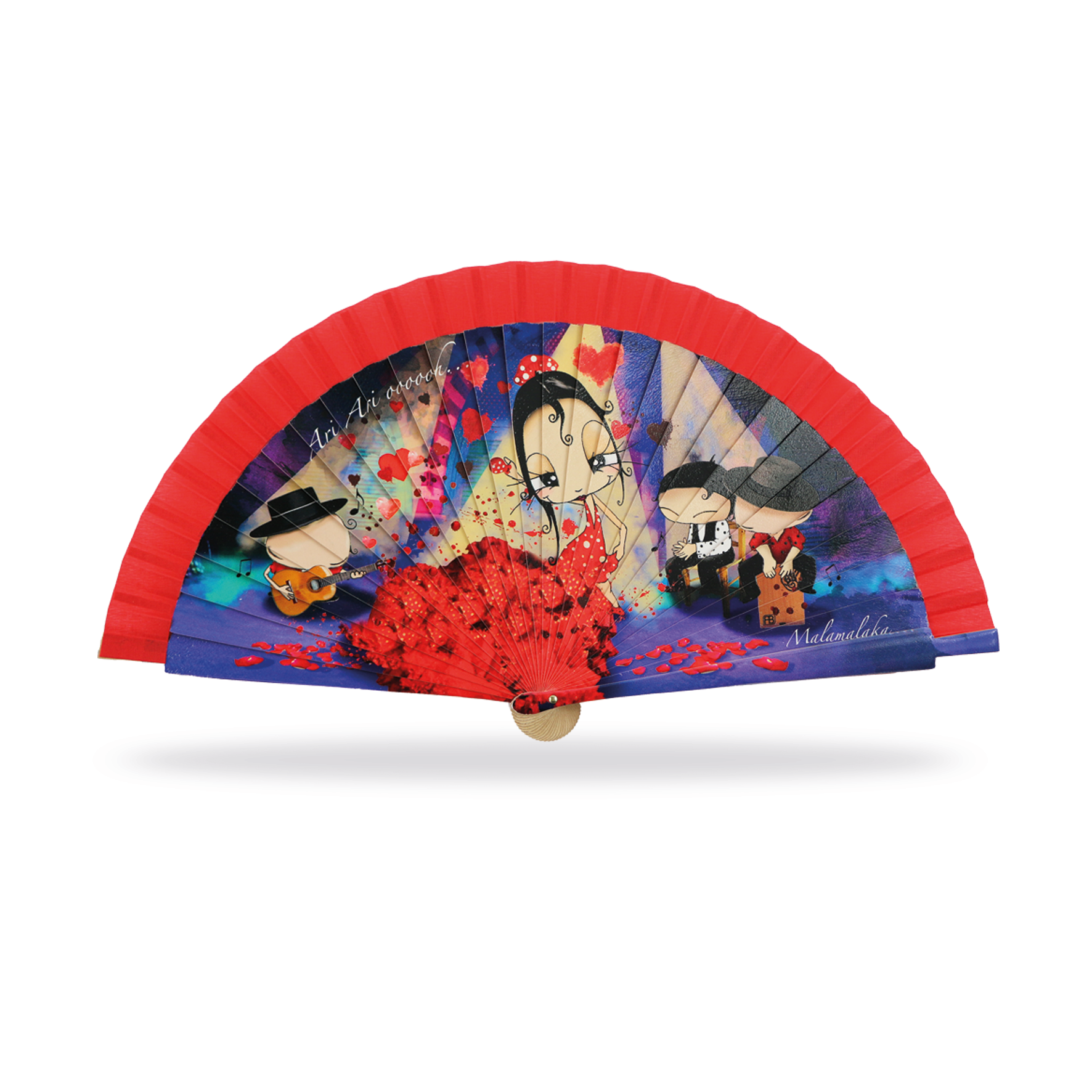 Cuatrogotas - Wholesale Party/Paper Folding Fan - Malamalaka Fan, made of natural FLAMENCA wood. Ref-M31022