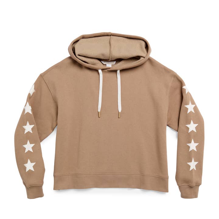 ASST/6 STARS RELAXED HOODIES,TAN for wholesale by Shiraleah