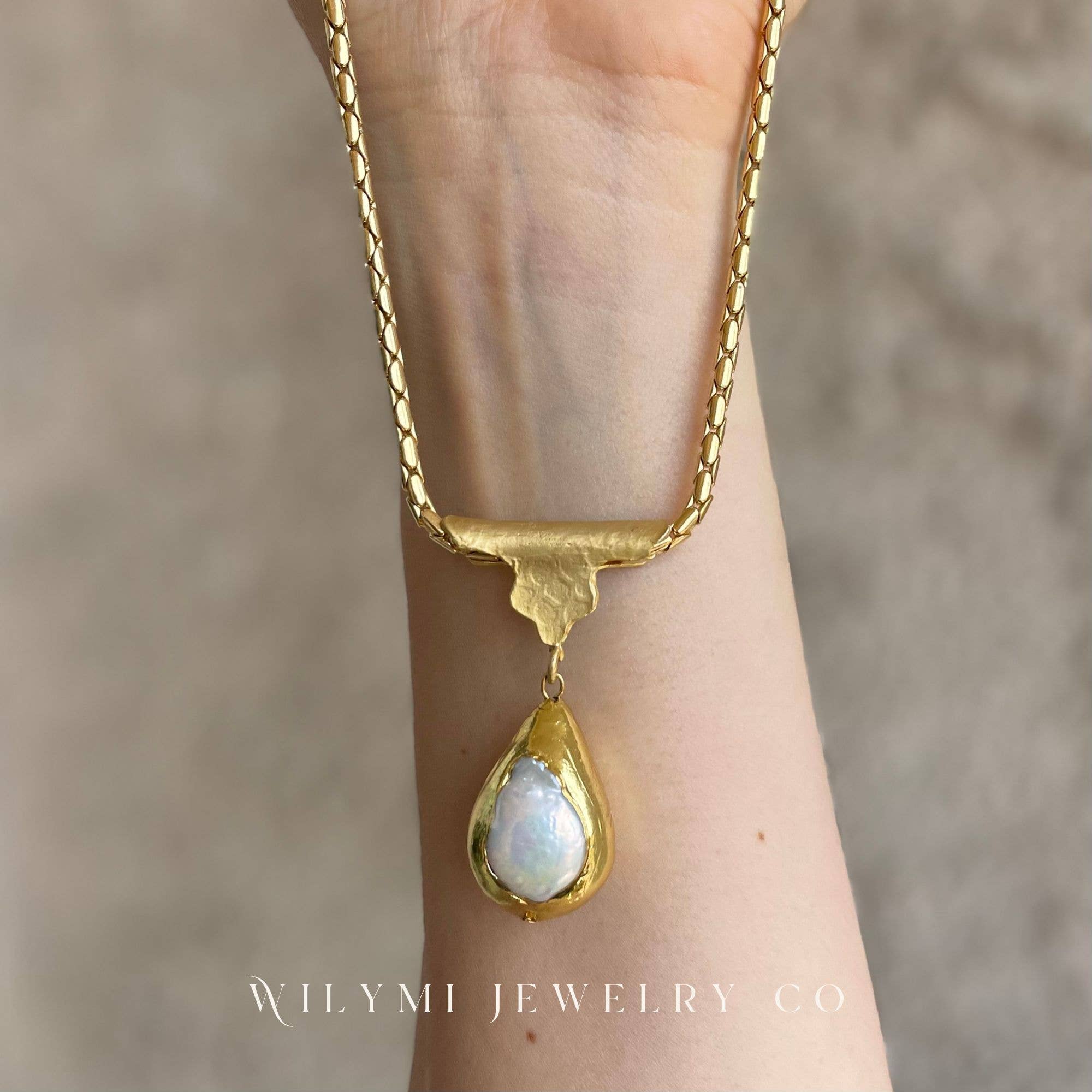 WILYMI Jewelry Co - Wholesale Pendant/Charm Necklace - HOW Chunk Drop 18" Necklace | Freshwater Pearl | Gold Filled2