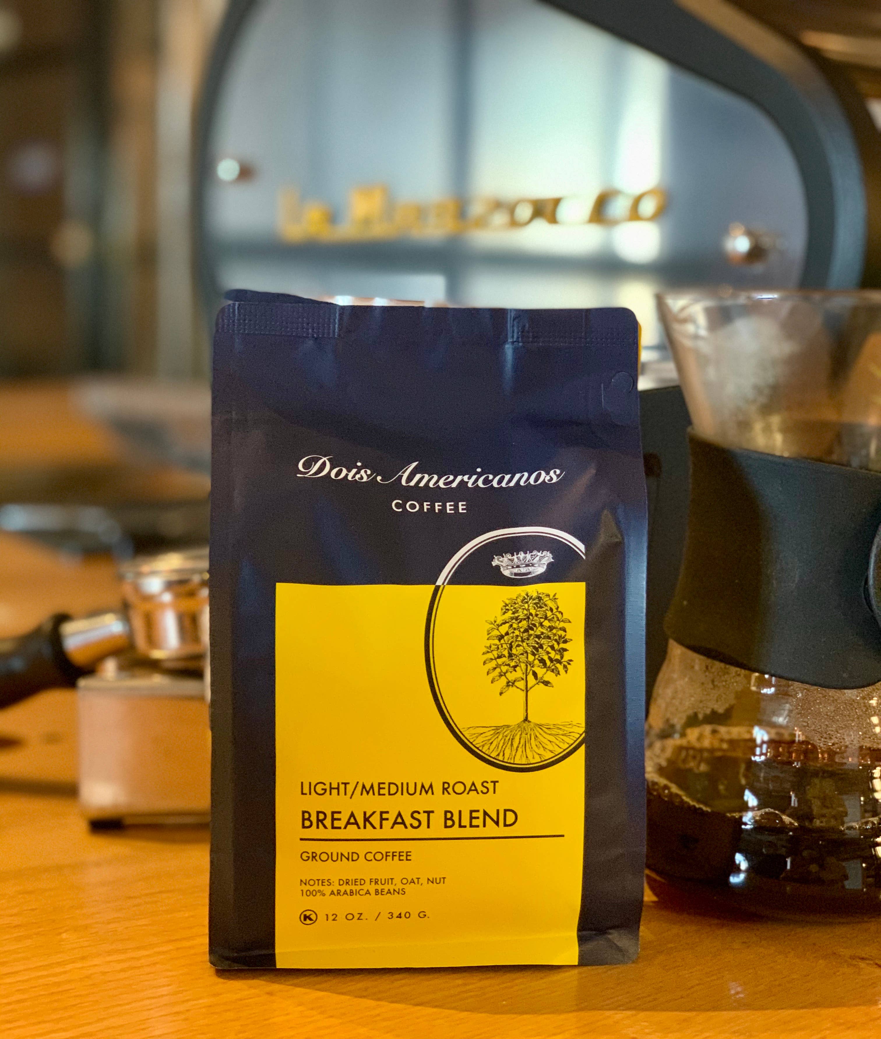 Dois Americanos Breakfast Blend Medium Roast Coffee 12 oz for wholesale by Nobletree Coffee