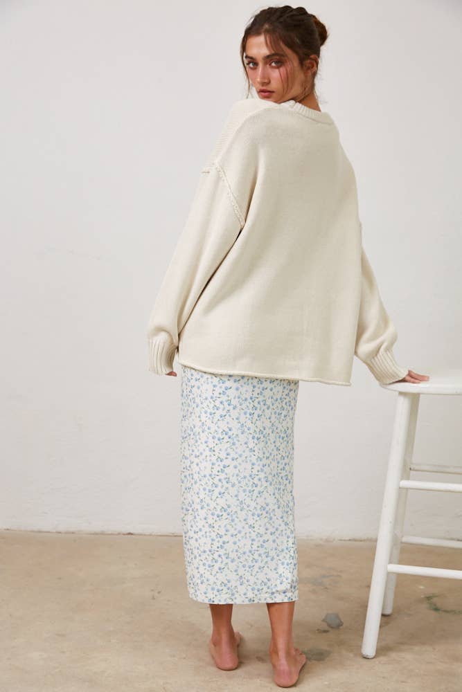 Creamon - Wholesale Pullover-trui - Dames - NSW2569-Ontspannen Boyfriend Fit Trui met Ronde Hals9