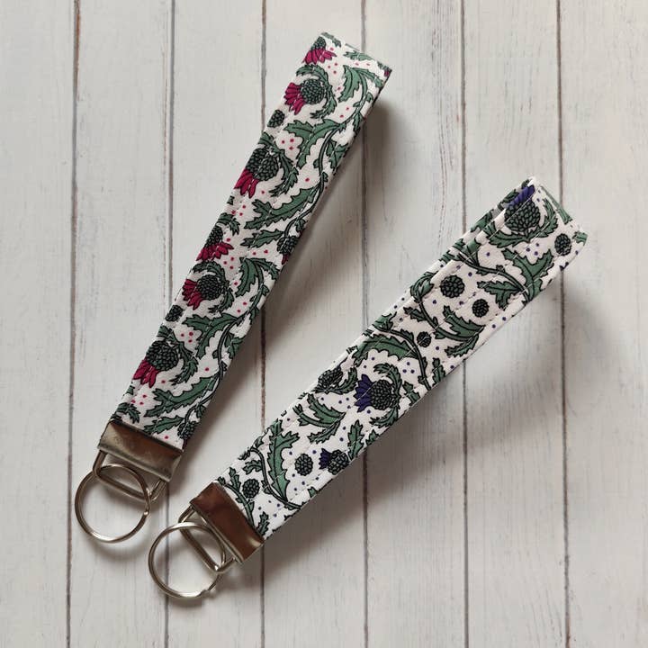 Thistle wristlet keyring, Scottish thistle keyfob wristlet for wholesale by Hannah and me