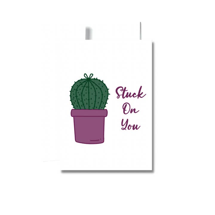 Brandi Creations Design Studio - Vendita all'ingrosso Biglietti d'amore - Biglietto di San Valentino - Design di cactus "Incollato a te"