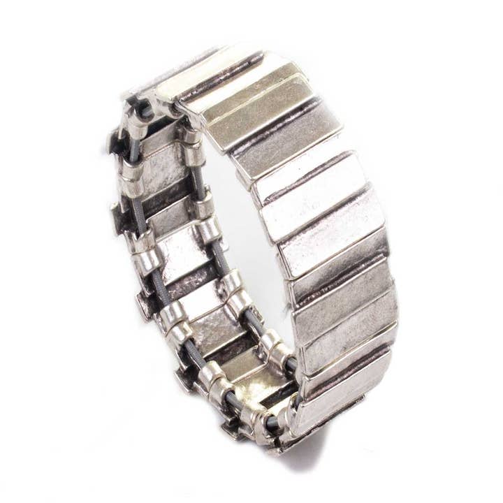 Pulsera flexible bañada en plata «DALAMAN» para venta al por mayor de Silk Wool and Bijoux