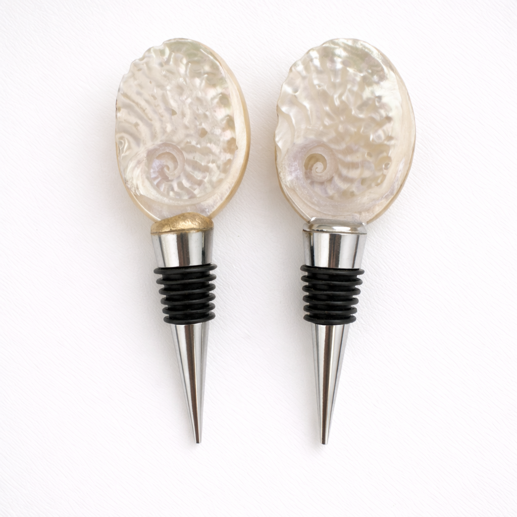 Shell Yeah By Jaks LLC – Großhandel Weinverschluss – Schillernder Abalone-Weinverschluss – Gold/Silber Rand2