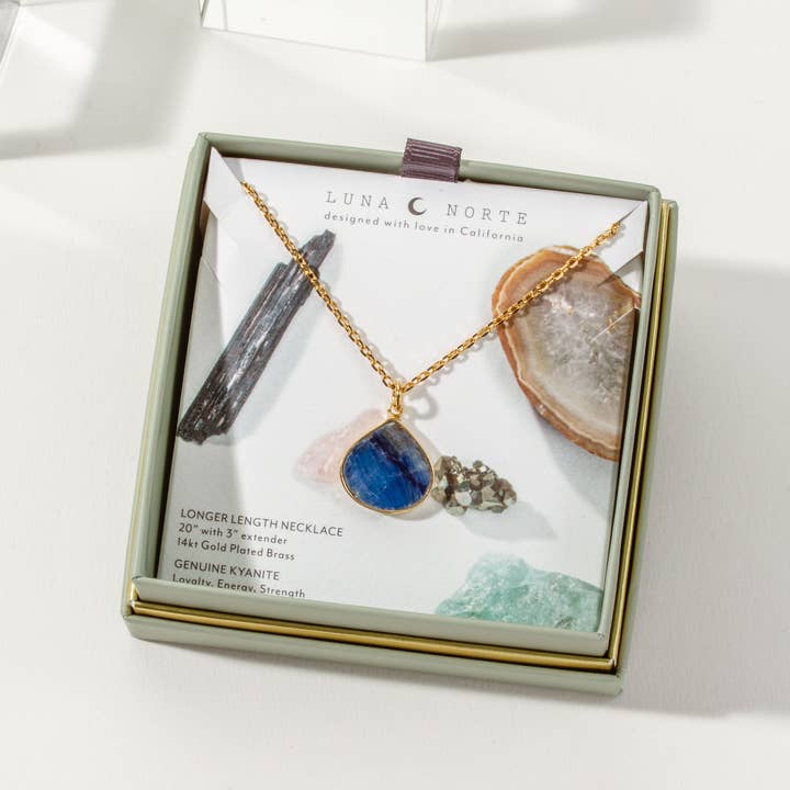 Luna Norte – wholesale Pendant/charm necklace – Bohemian Long Medallion Necklace - Kyanite