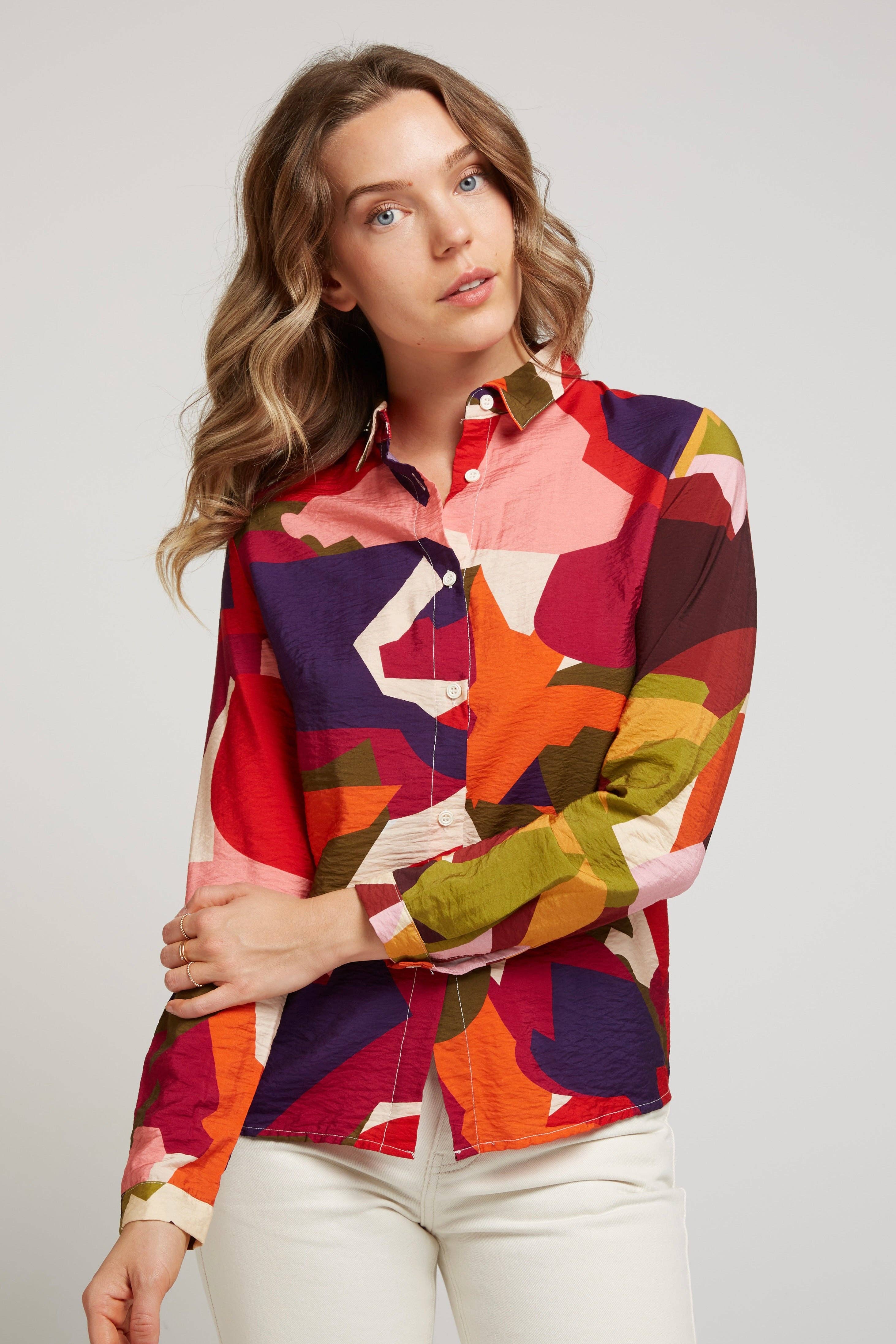 Andy & Lucy - Wholesale Shirt - Women's - MANU - Fluid graphic print shirt4