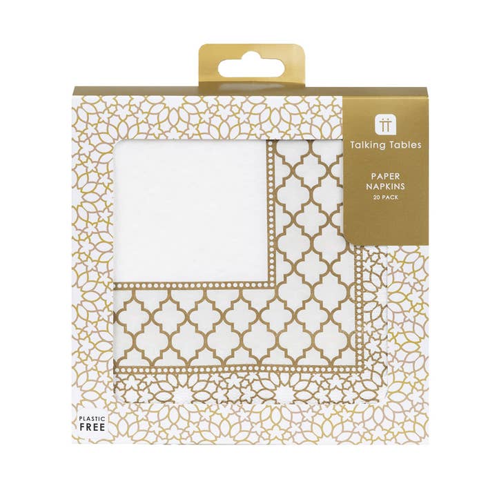 Talking Tables USA - Wholesale Disposable Napkin - Mosaic Gold Party Napkins | 20 Pack | Christmas Napkins |