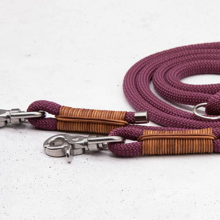 FOR LOVELY DOGS - Wholesale Pet Leash - Dog - Aubergine Leather Tau Dog Leash