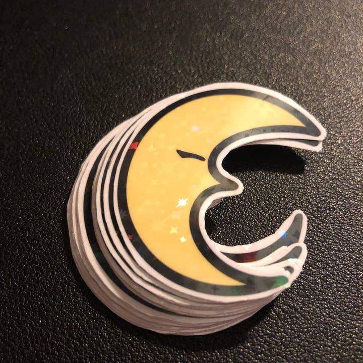 Crescent Moon Waterproof Star Holographic Sticker for wholesale by Nessiknacks0301
