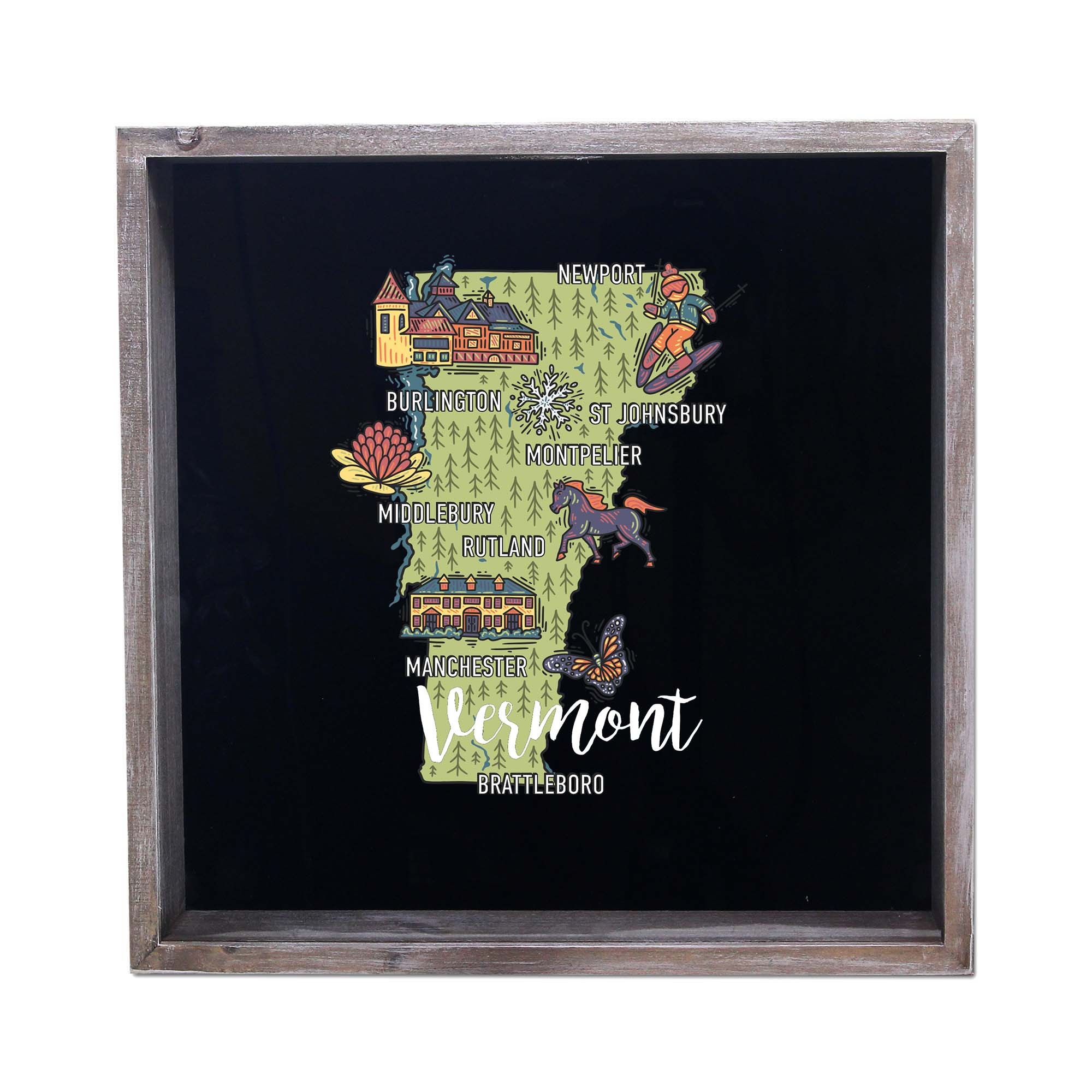 Torched Products - Wholesale Sign - State Map Design Shadow Box - Gray43