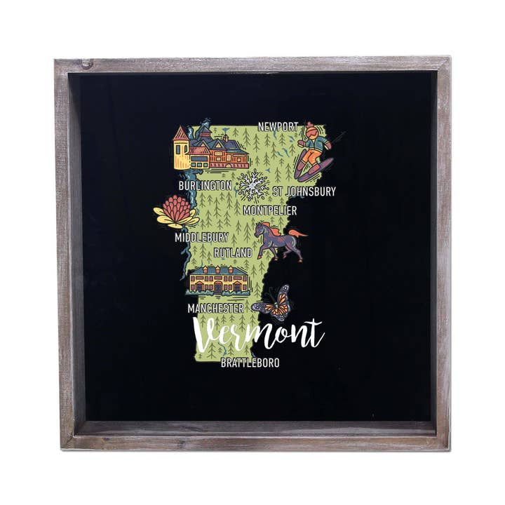 Torched Products - Wholesale Sign - State Map Design Shadow Box - Gray43