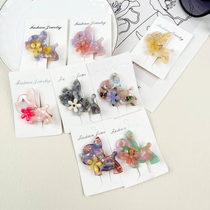 Acetate Cartoon Dog Hair Clips Duckbill Clip for wholesale by TheDivaSoap
