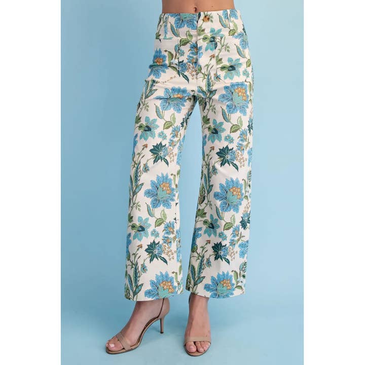 NEW Floral Ankle Cropped Pants for wholesale by STYLE USA