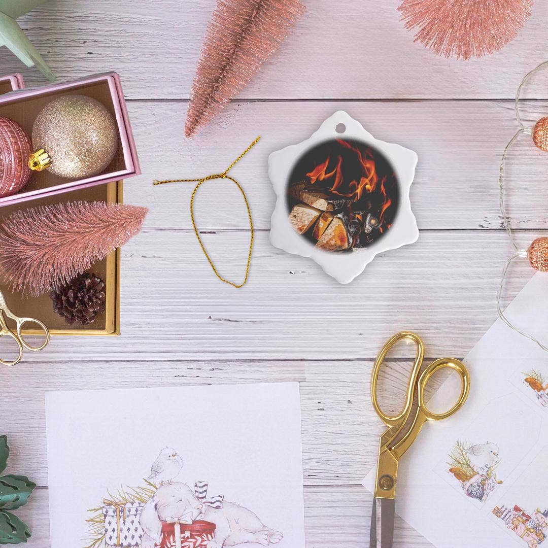 3dRose - Wholesale Ornament - 3dRose, Firewood burns in a stove, fire and ashes, Ornament5