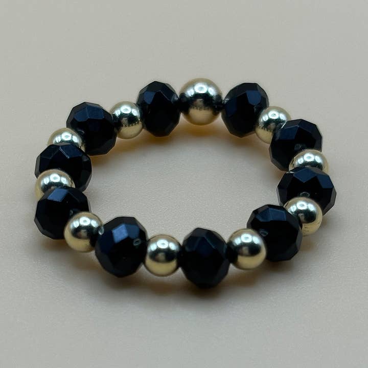 Black Quartz w/ 3mm Gold Filled Beaded RIng for wholesale by Reason Jewelry