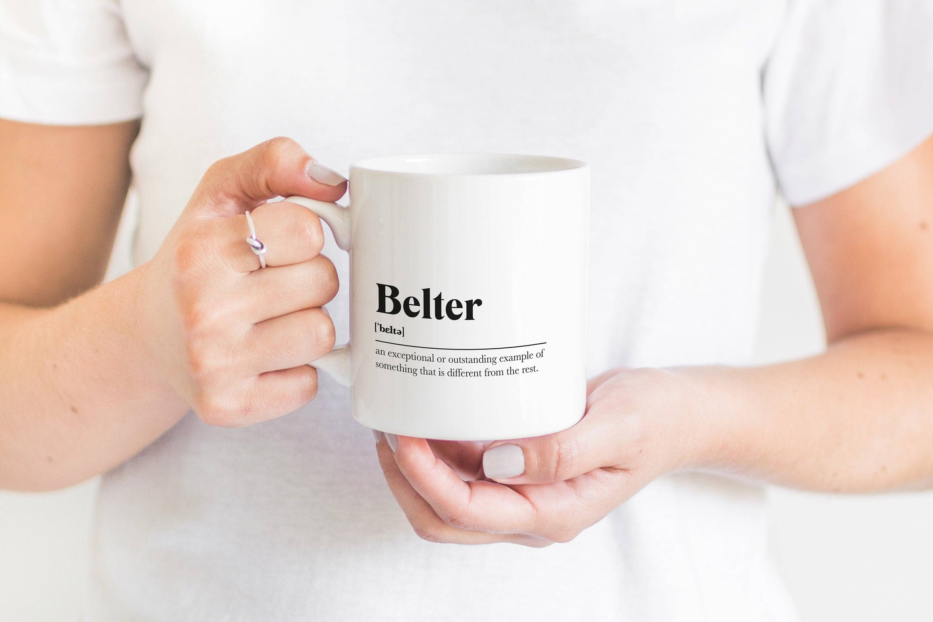 Kalloway Design – wholesale Coffee mug – Belter Greeting Scots Saying Mug Housewarming Gift Living Minimalist Monochrome Typography Funny Scandi Scotland Slang Definition Scottish