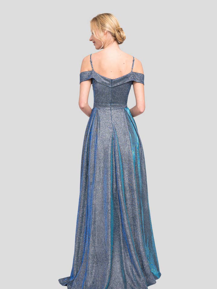 Lautinel - Wholesale Gown - Women's - Boat Neck Sequin Long Evening Dress R183618