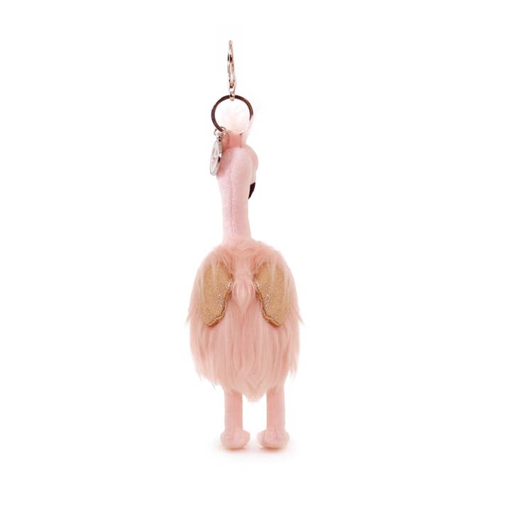 OB Australia - Wholesale Keychain - Kids - Gloria Flamingo Bag Charm (Vegan Angora) 7"/ 18 cm